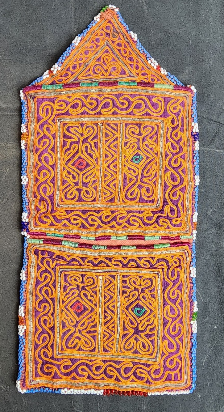 Kuchi Embroidered Pouch Wallet Afghan Handmade Beaded 11"x5"